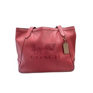 NWOT Coach Bag Women’s 1 Size Horse And Carriage Tote Leather Bag Tag Raspberry
